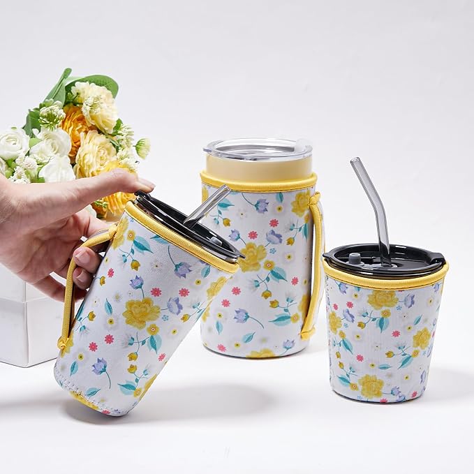 3-Piece Reusable Insulated Iced Coffee Sleeves Fits 16–32 oz cold drinks | iced - Image 3