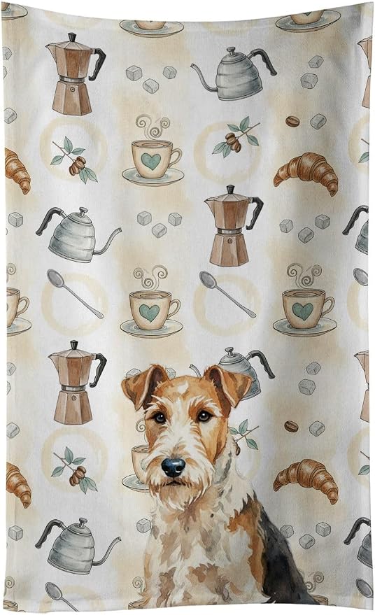 Caroline's Treasures Wire Fox Terrier Coffee Bar Kitchen Towel Velour Plush by CarolinesTreasures