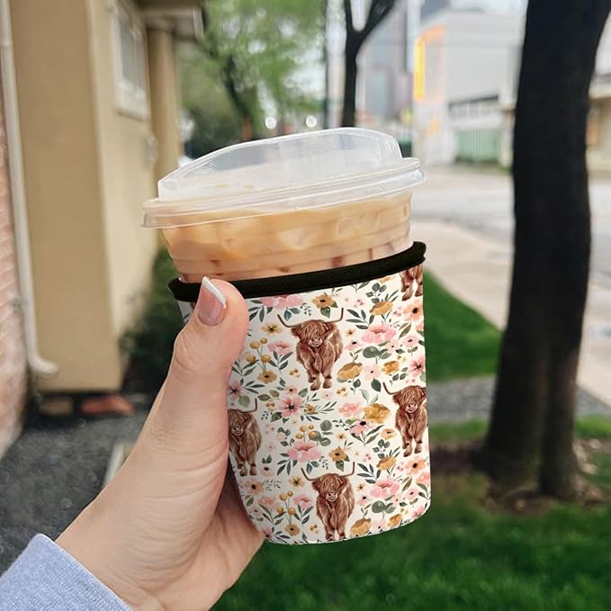 Reusable Insulated Neoprene Iced Coffee Cup Sleeve, Durable Drink Sleeve - Image 3
