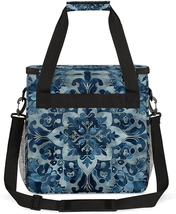 Abstract Vintage Floral Coffee Maker Carring Bag, Large Insulated Storage - Image 5