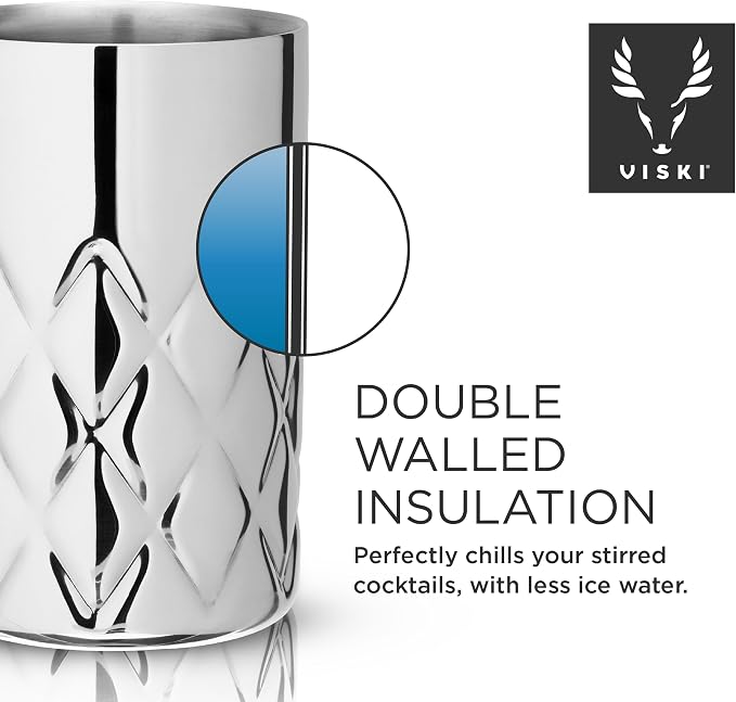 Viski Double Walled Stainless Steel Cocktail Mixing Glass, - Image 4