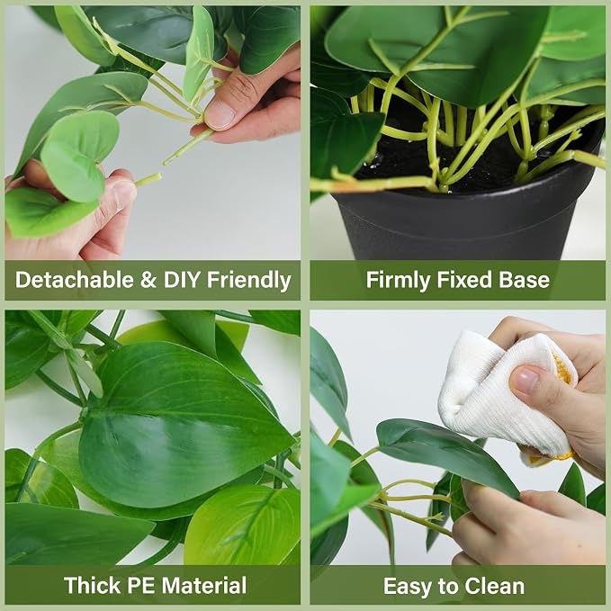 Tiita 1 Pack Fake Plants Artificial Scindapsus Aureus in Pots, Realistic Fake - Image 4