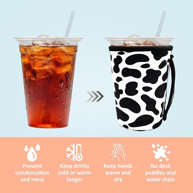 4 Pack Iced Coffee Sleeve, reusable Neoprene Cup Sleeves Suitable - Image 3
