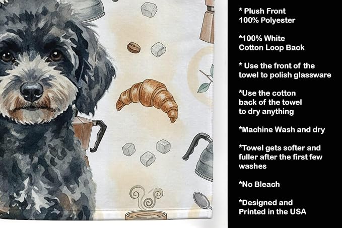 Caroline's Treasures Miniature Black Poodle Coffee Bar Kitchen Towel Velour - Image 4