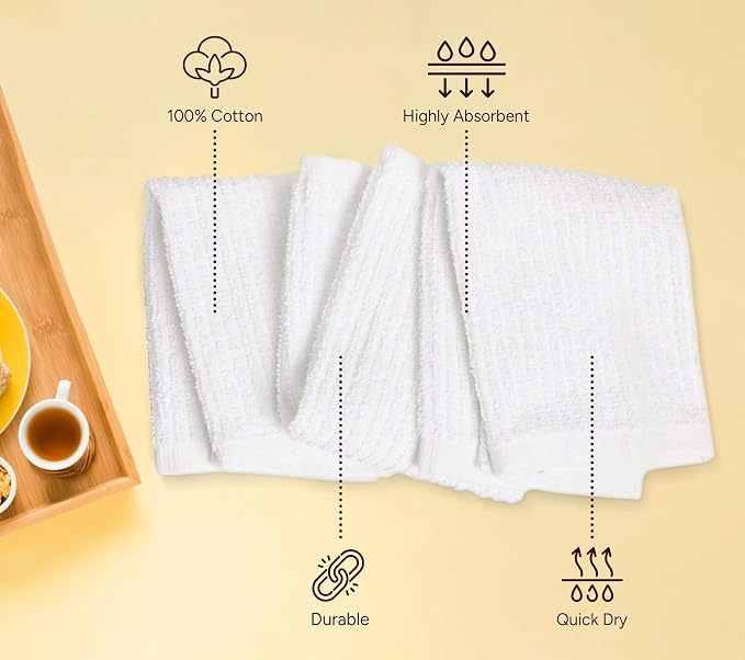 Avalon Towels Ribbed Bar Mop Towels 16x19 Absorbent and Durable White Bar Towels - Image 7