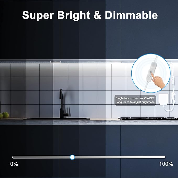 Maylit Under Cabinet Lights Plug in, Super Bright Daylight White Under Counter - Image 3