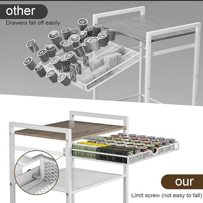 Coffee Bar Cabinet with Storage，5 Tier Coffee Station Table on Wheels, 33.6" H - Image 3