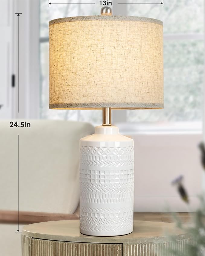 JUNNAI White Ceramic Table Lamp - Image 2