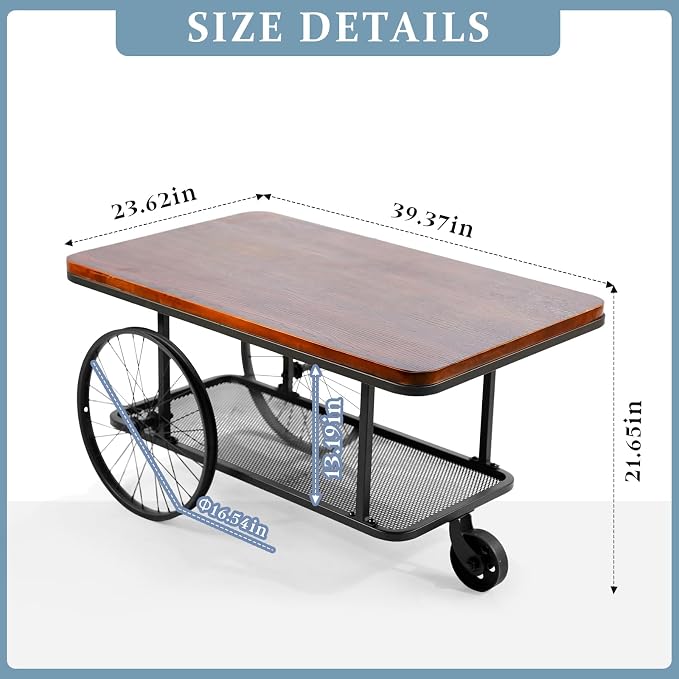 21.6inch Height Rolling Bar Cart - Image 3
