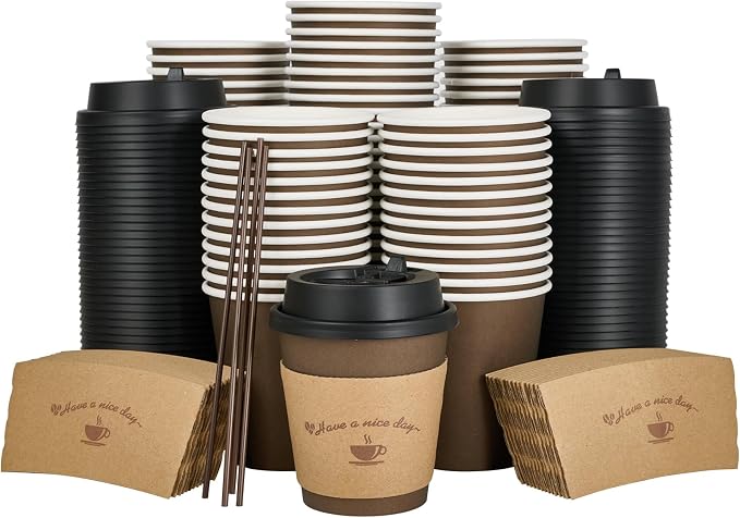 LITOPAK 100 Pack 10 oz Paper Coffee Cups by LITOPAK