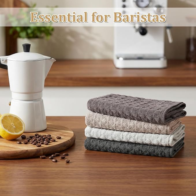 4 Pcs Barista Microfiber Cloths, Waffle Weave Microfiber Towel, Professional - Image 8