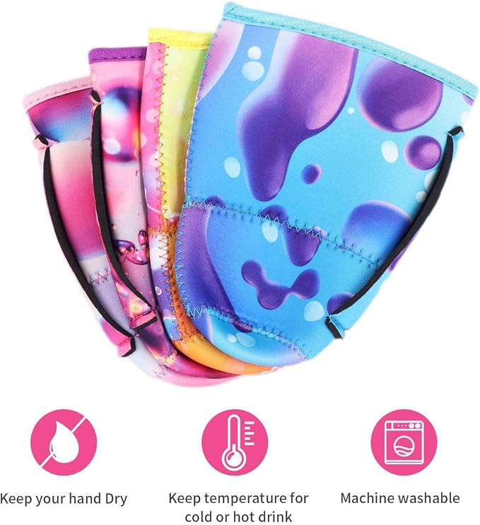 4Pack Reusable Iced Coffee Sleeve Insulator Sleeves - Image 3