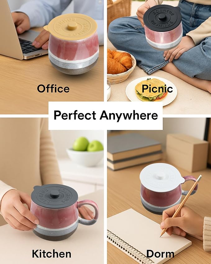 4pcs Silicone Lids for Cups, Colorful Silicone Cup Covers Reusable Dust-Proof - Image 5