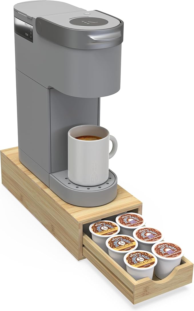 Bamboo Coffee Pod Drawer Organizer Compatible by WELLWENG