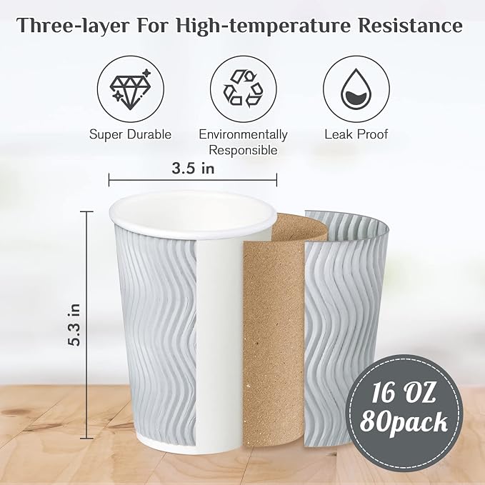 MUCHII 16 oz Disposable Coffee Cups, Hot Chocolate, and Drinks - Image 6