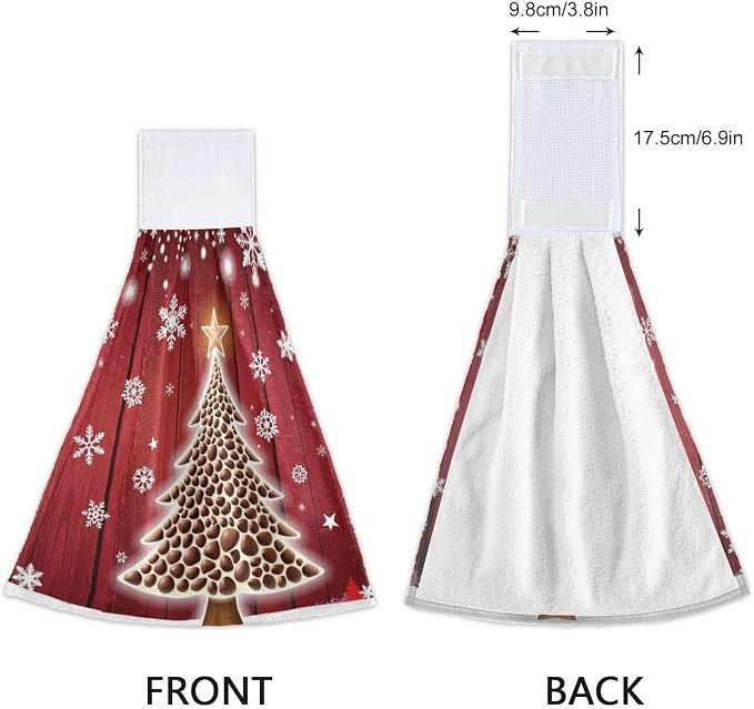 Christmas Snowflakes Tree Kitchen Hanging Towel Snow Coffe Tree Hand Fingertip - Image 3