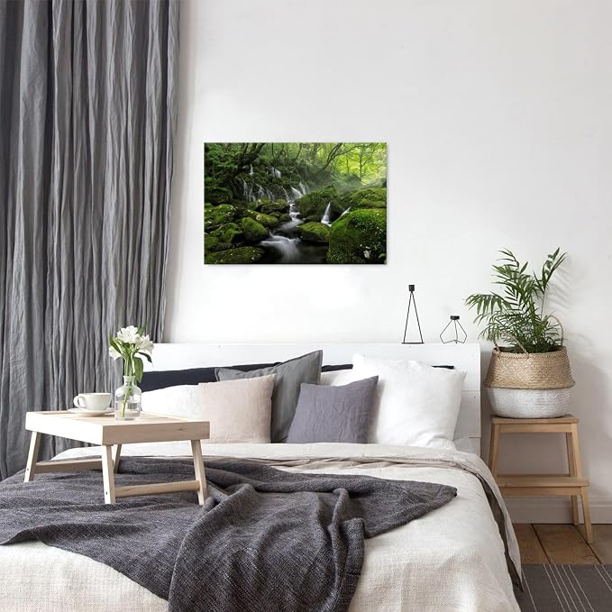 Green Forest Wall Art Nature Foggy Mountain Canvas Picture - Image 3