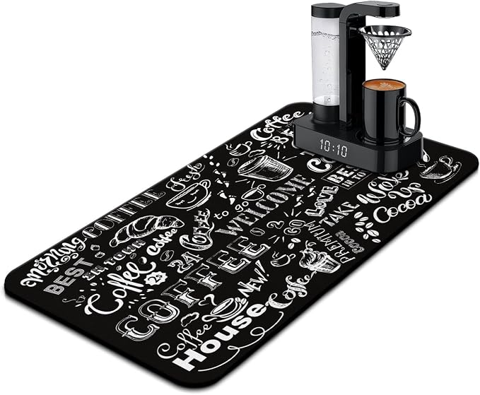 Coffee Mat 17inx31.5in, Absorbent Coffee Bar Mat by Kuyig+Home
