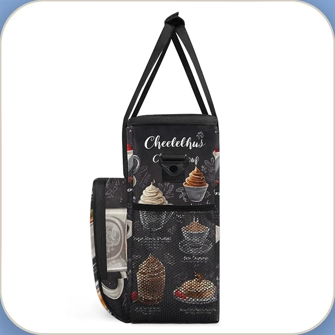 Coffee Cup Theme Coffee Maker Carring Bag, Large Insulated Storage Organizer - Image 4
