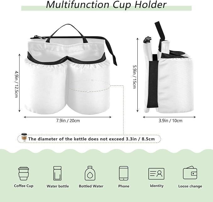 DOMIKING White Travel Luggage Cup Holder - Image 2