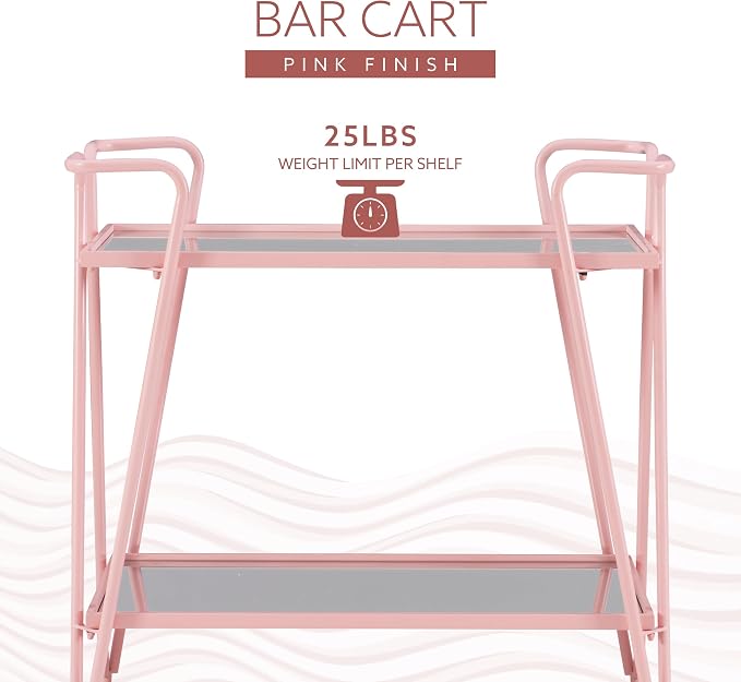 Gina Pink Mid-Century Bar Cart - Image 15