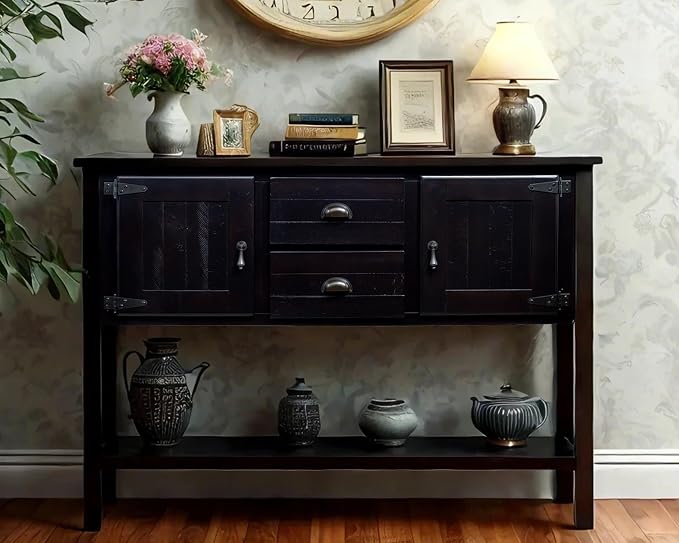 LKTART Farmhouse Sideboard Buffet Cabinet, Solid Wood Sideboard - Image 9