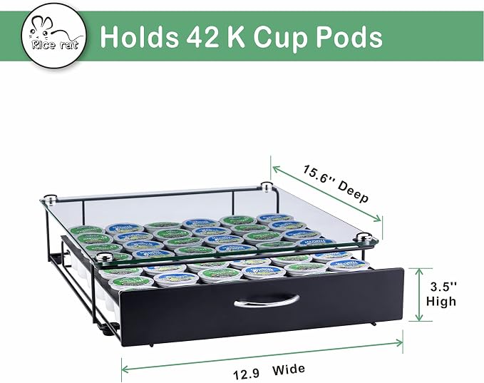 Coffee Pod Holder for Keurig Pods Glass Top Drawer, K cup Holder Capsule - Image 2