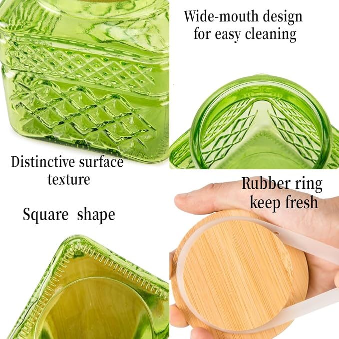 Glass Storage Jar Set of 2, Thick Glass Candy Jar - Image 4