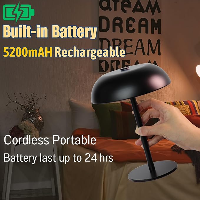 2 Pack Cordless Mushroom Table Lamp - Image 4