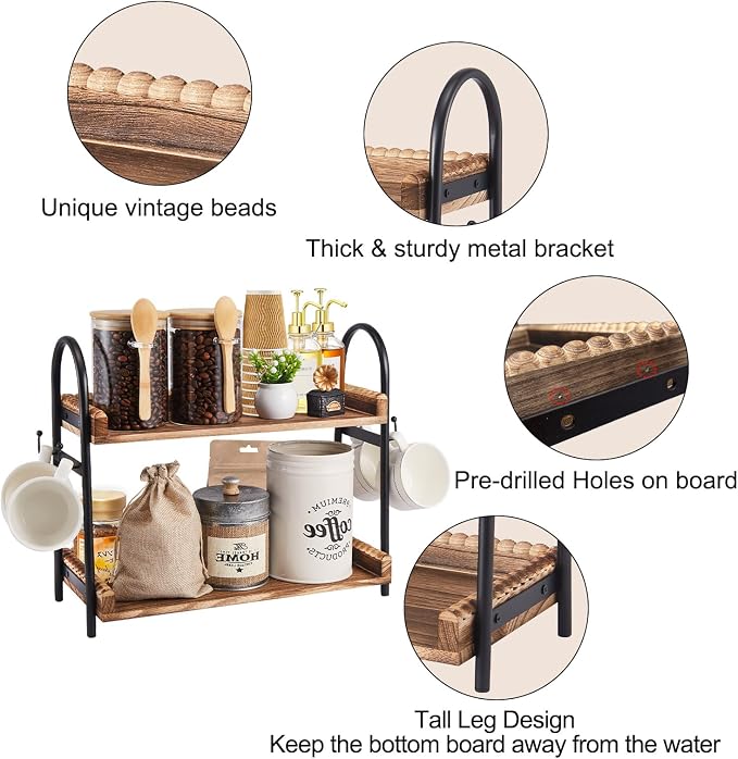 BDBDYEAY Coffee Bar Accessories, 2-Tier Coffee Bar Organizer - Image 4