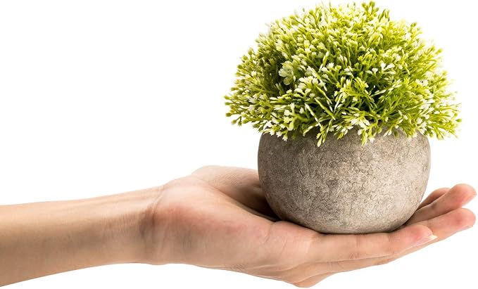 Velener White Mini Artificial Plant Topiary Ball Pot Set- Magnolia Flowers - Image 3