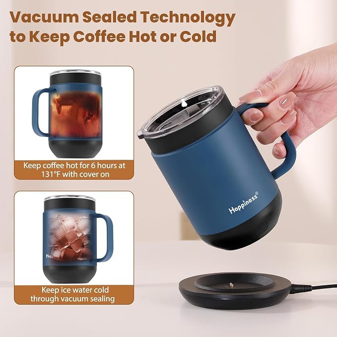 Happiness Smart Heated Coffee Mug, 16oz Rechargeable Electric Self Heating - Image 6