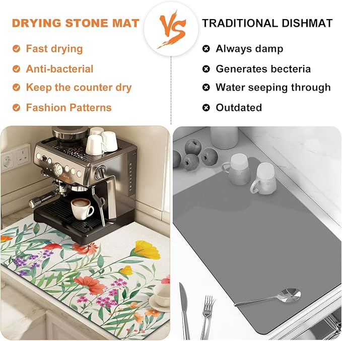 LOKHOM Dish Drying Mat for Kitchen Counter, Dish Drainer Rack Mat for Kitchen - Image 6