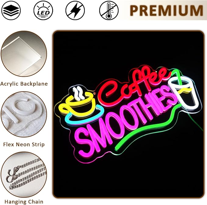 Coffee Smoothies Neon Sign for Wall Decor, Smoothie Led Signs for Business - Image 6