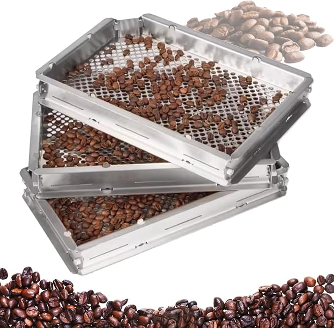 Coffee Bean Grading Sieve with Bottom Tray, Stainless Steel Round Hole Bean by Unknown