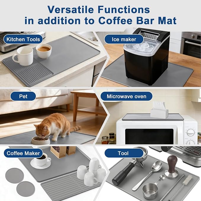 Mrcrypos Silicone Coffee Station Mat 16x24 Inch, Spill-Proof Bar Mat - Image 8