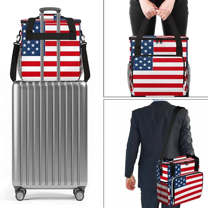 American Flag Coffee Maker Carrying Bag, Waterproof Insulated Leakproof Cooler - Image 7