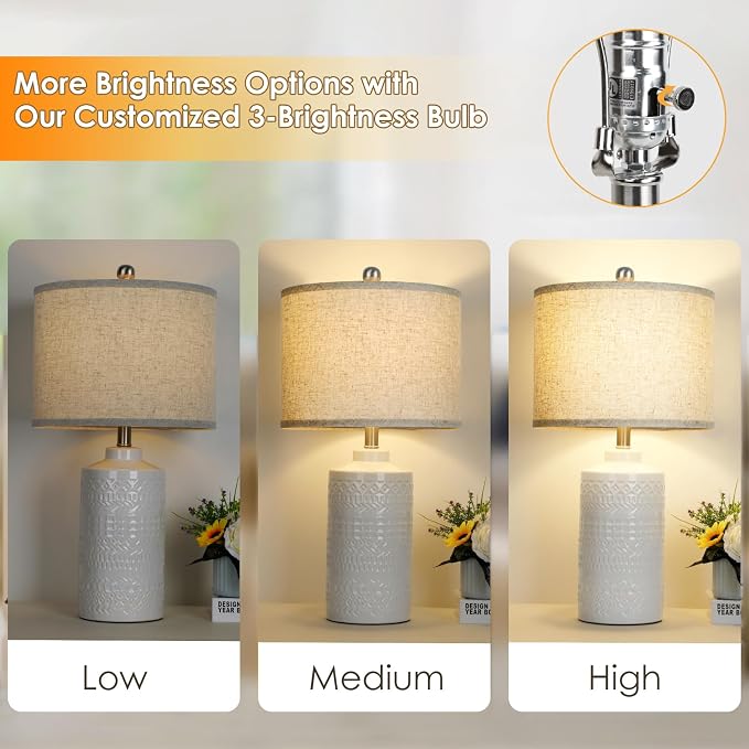 JUNNAI White Ceramic Table Lamp - Image 3