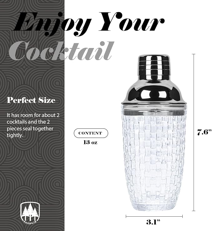 Glass Cocktail Shaker Set with Built-in Strainer - Image 4