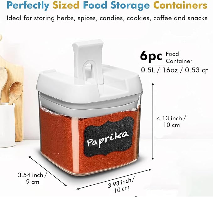 Shazo 6 PC Airtight Food Storage Containers + 6 Spoons Included - Image 2