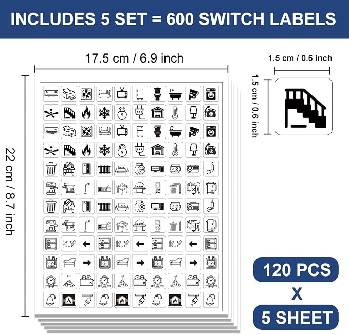 600 Pcs Home Wall Switches Light Switch Sticker Labels, Transparent Switch ID - Image 2