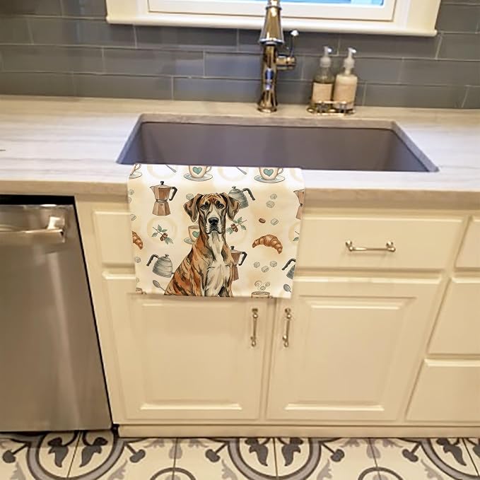 Caroline's Treasures Brindle Great Dane Coffee Bar Kitchen Towel Velour Plush - Image 2
