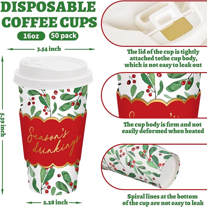 JarThenaAMCS 50Pcs Christmas Coffee Cups - Image 2