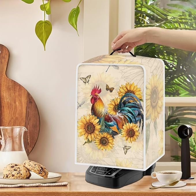 Rooster Sunflower Coffee Maker Cover Waterproof Kitchen Appliance Covers Dust - Image 4
