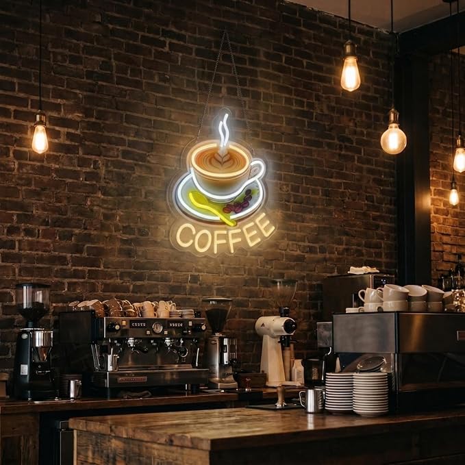 Coffee neon light, UV printed dimmable coffee LED wall decoration, suitable - Image 4
