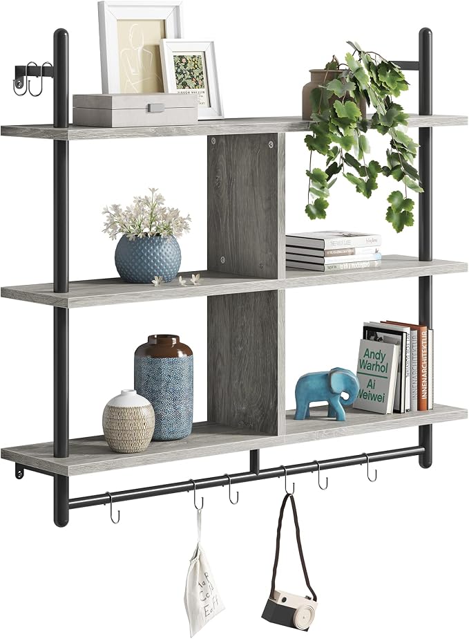 Bestier 41" Floating Kitchen Shelves Wall Mounted 3 Tier Coffee Bar Mug Shelf - Image 8