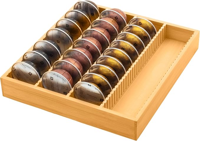 MinBoo Bamboo Coffee Pod Storage Holder Drawer Insert by MinBoo