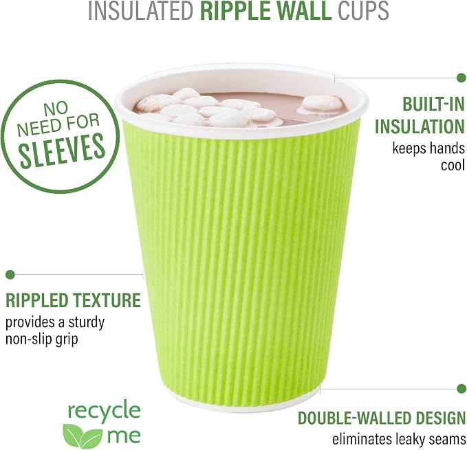 Restaurantware Ripple Wall Coffee Cup 25 Count 12 Ounce Insulated Hot Beverage - Image 4