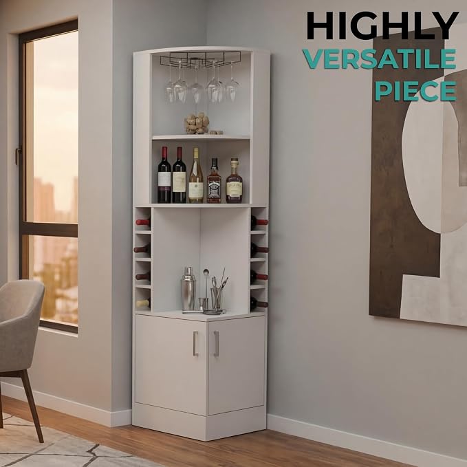 Tuhome Syrah Corner Bar Cabinet, Tall 71.1" Liquor Cabinet - Image 2