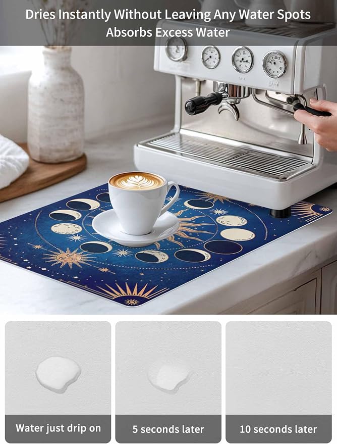 Sun Moon Coffee Mat Starry Sky Mystery Tarot Absorbent Bar Mat - Image 6